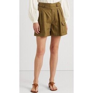 NWT Lauren Ralph Lauren Womens Pleated Stylish 100%Linen Shorts  Size 14